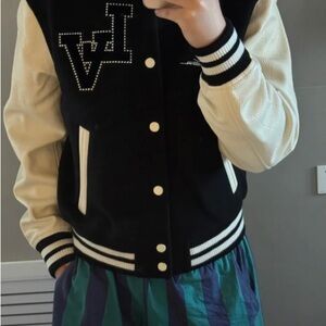 Black and Cream Varsity Jacket